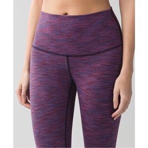 Lululemon Wunder Under Crop Diamond Jacquard Space Dye Blue Magenta Size S